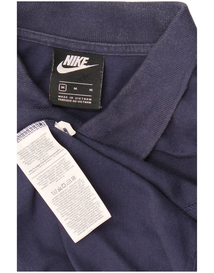 Мужская рубашка-поло Nike среднего размера, темно-синяя, хлопковая
