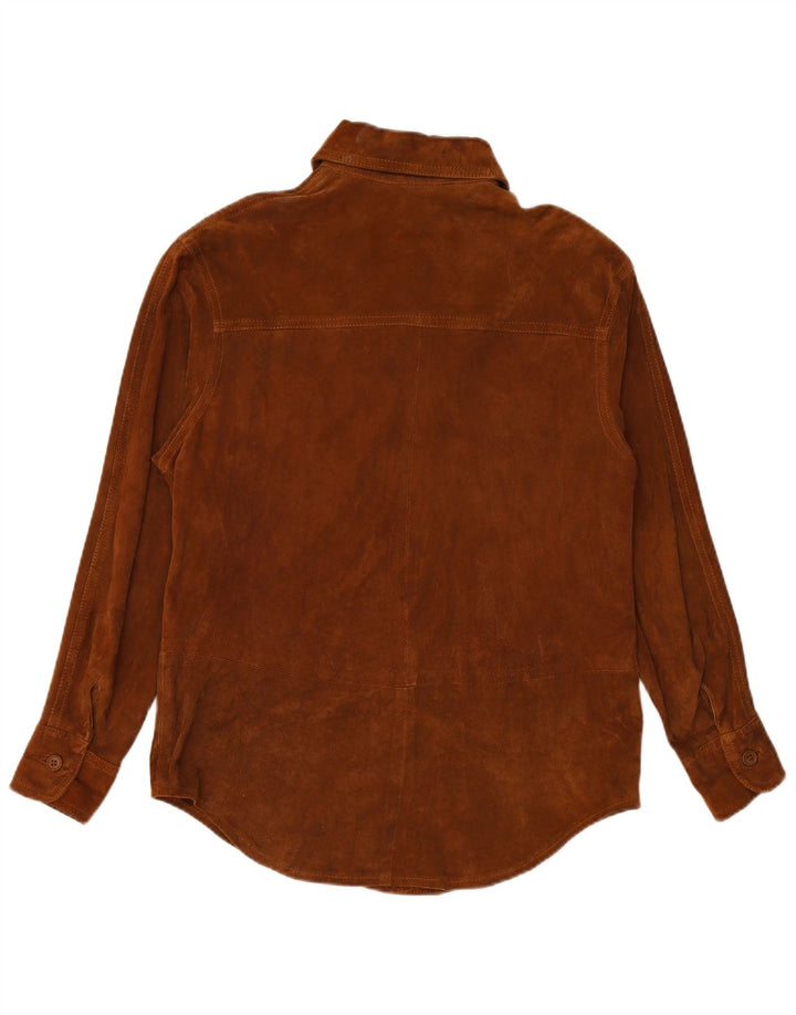 Женская замшевая рубашка VINTAGE UK 16, большая коричневая