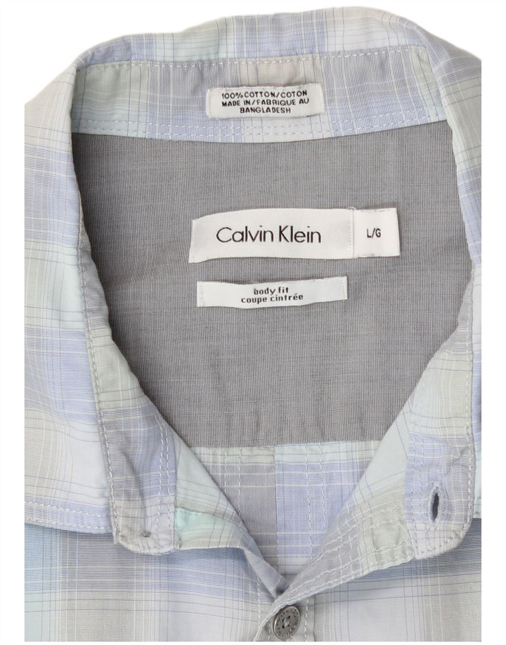 Мужская рубашка Calvin Klein в крупную синюю клетку из хлопка