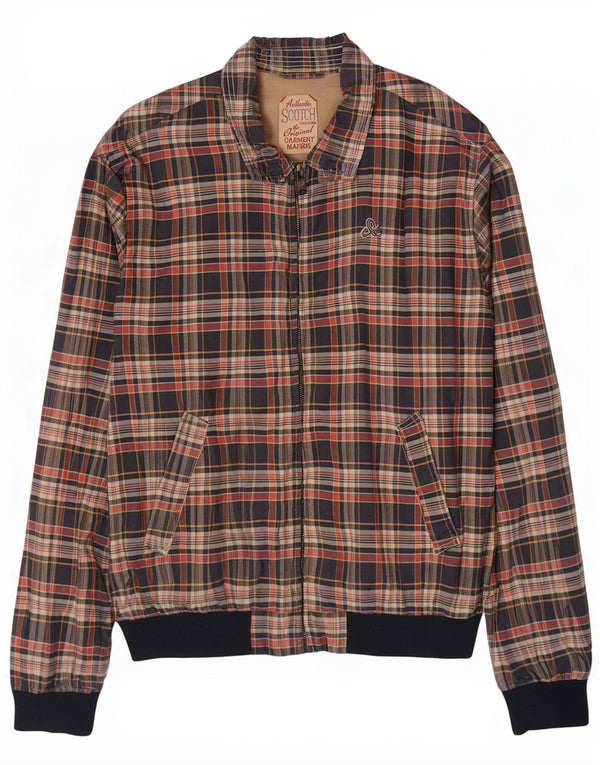Мужской бомбер Scotch & Soda UK 42 XL, синий полиэстер в клетку