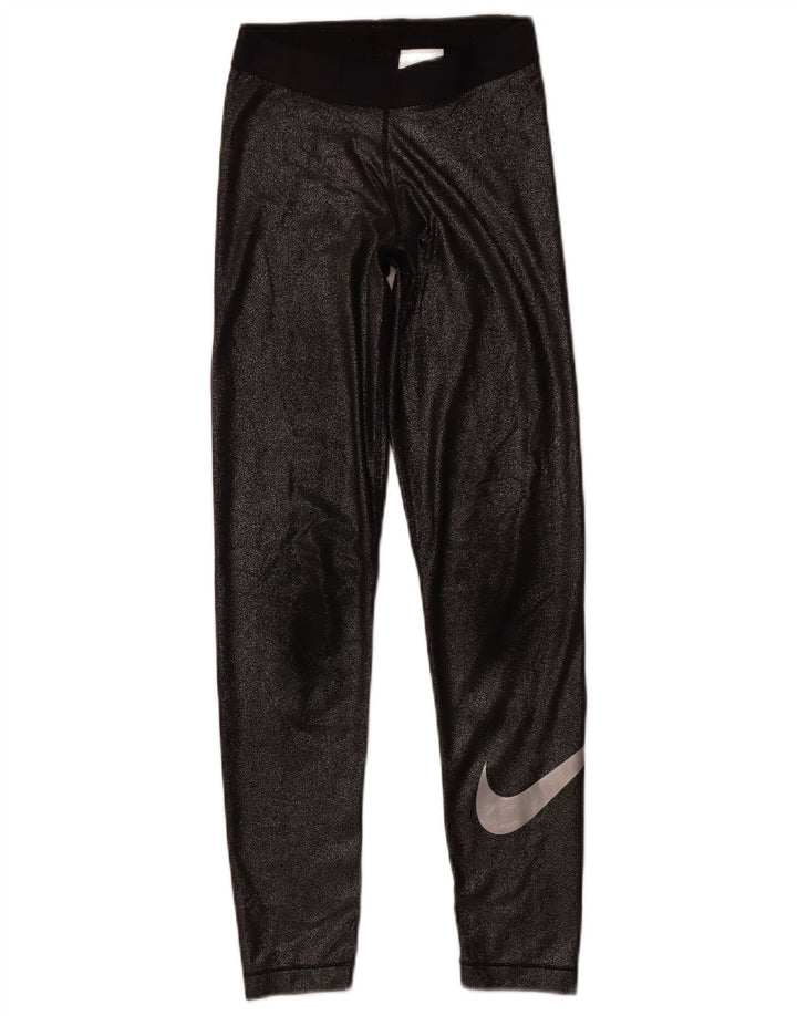 Женские леггинсы с рисунком NIKE Dri Fit UK 8, маленькие черные, полиэстер