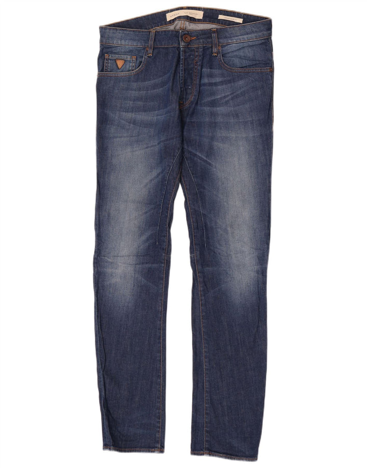 Мужские узкие джинсы Guess W32 L34 синие, хлопок