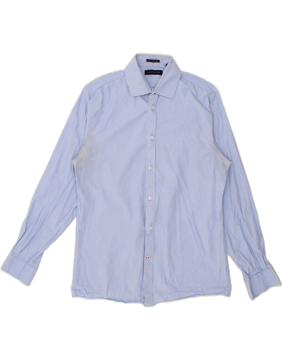 TOMMY HILFIGER Mens Shirt Size 15 Medium Blue Pinstripe Cotton Vintage Tommy Hilfiger and Second-Hand Tommy Hilfiger from Messina Hembry 