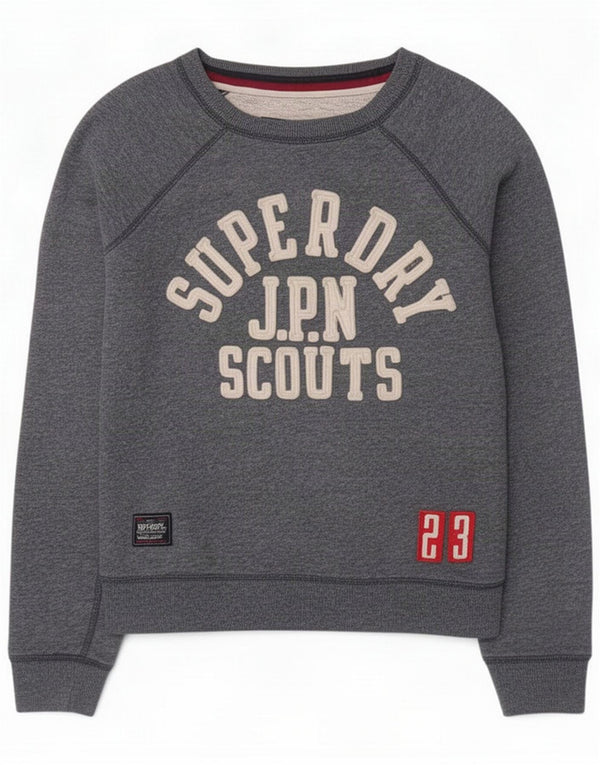 Женский свитер-свитшот с рисунком Superdry UK 14, средний темно-синий, хлопок