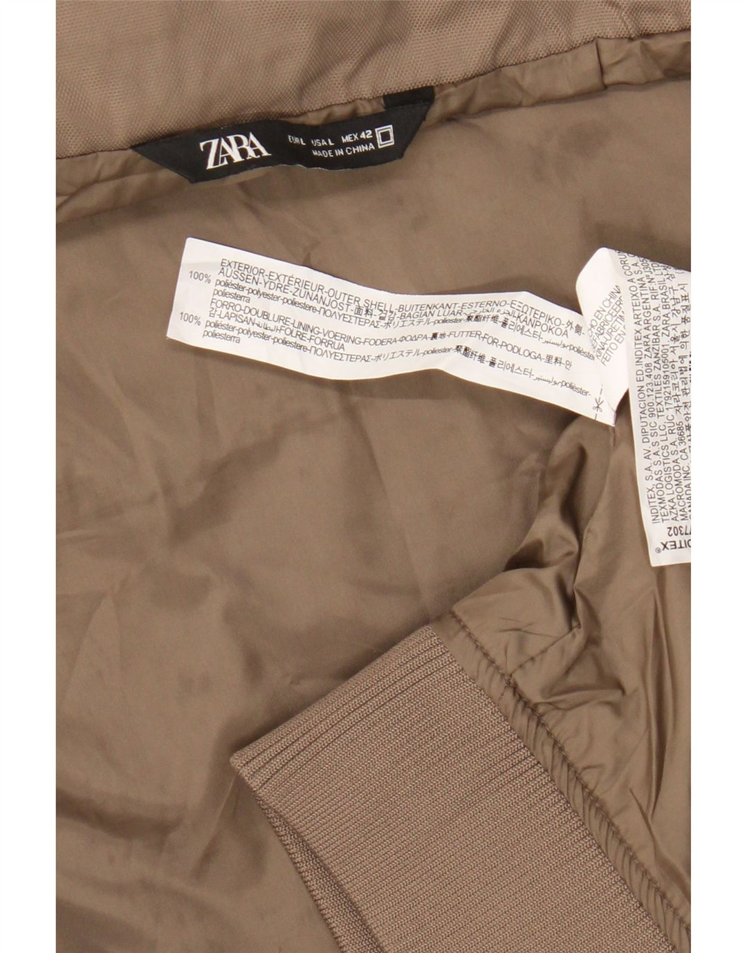 Мужская куртка-бомбер Zara UK 40, большая, бежевая, полиэстер