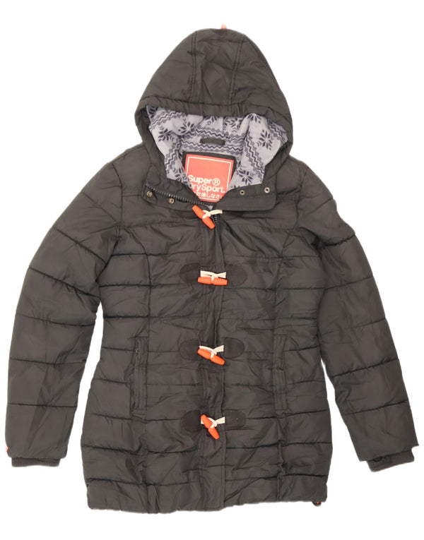 Женская утепленная куртка с капюшоном Superdry UK 14, средний серый полиэстер