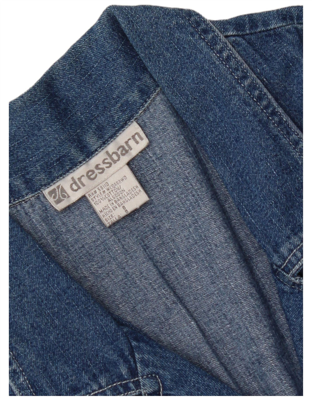 DRESS BARN Женская джинсовая рубашка с коротким рукавом, США 8, средний синий хлопок