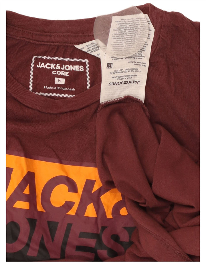Мужская футболка с рисунком JACK & JONES, средний темно-бордовый хлопок, хлопок