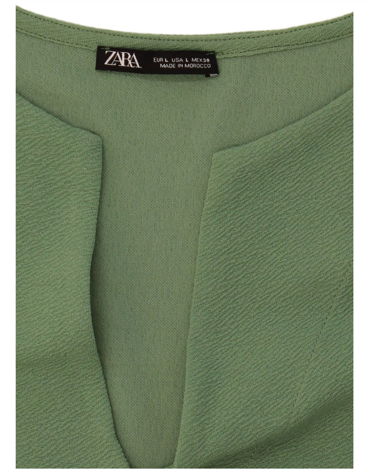 Женское платье прямого кроя с рукавом 3/4 Zara UK 16, большое зеленое