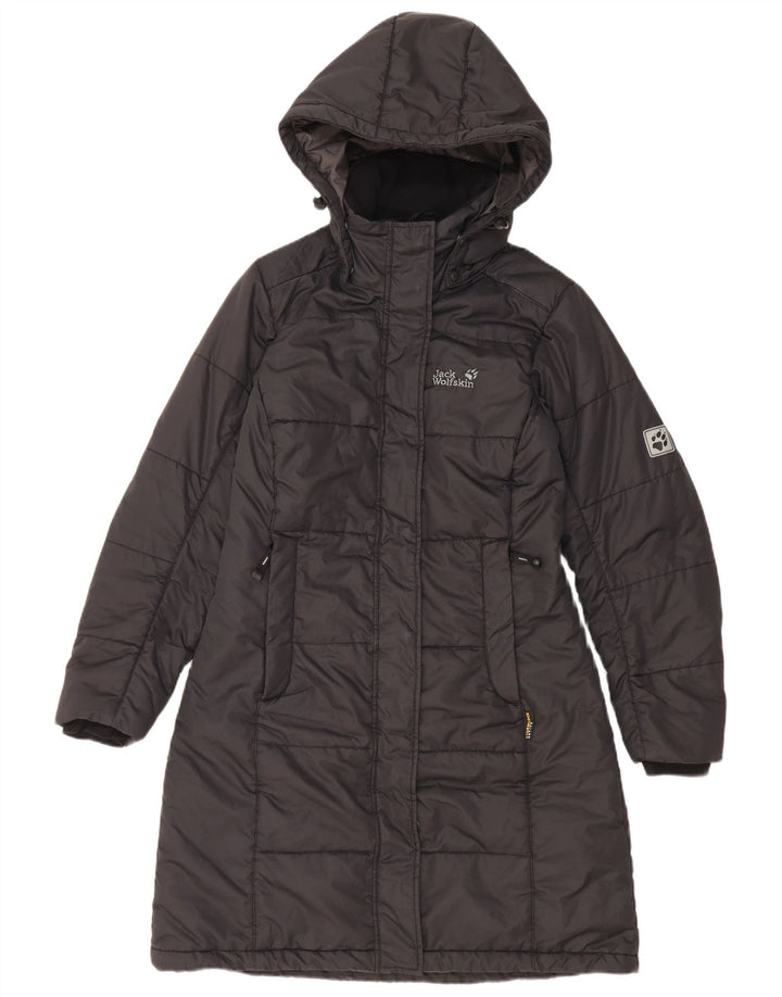 Женское стеганое пальто с капюшоном Jack Wolfskin UK 10, маленький черный полиэстер