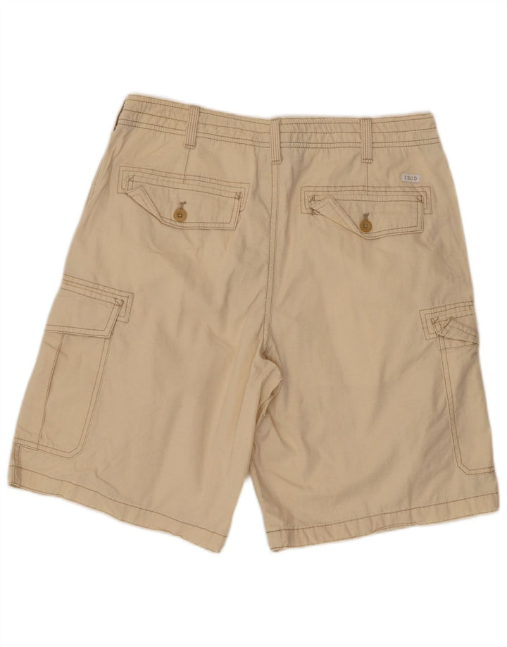 IZOD Mens Salt Water Cargo Shorts W33 Medium Beige Cotton