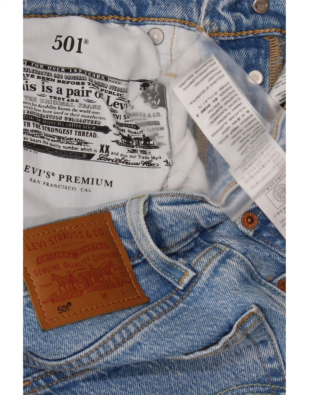 Женские джинсы Levi's 501 с высокой талией 28 W28 L26 Синий хлопок