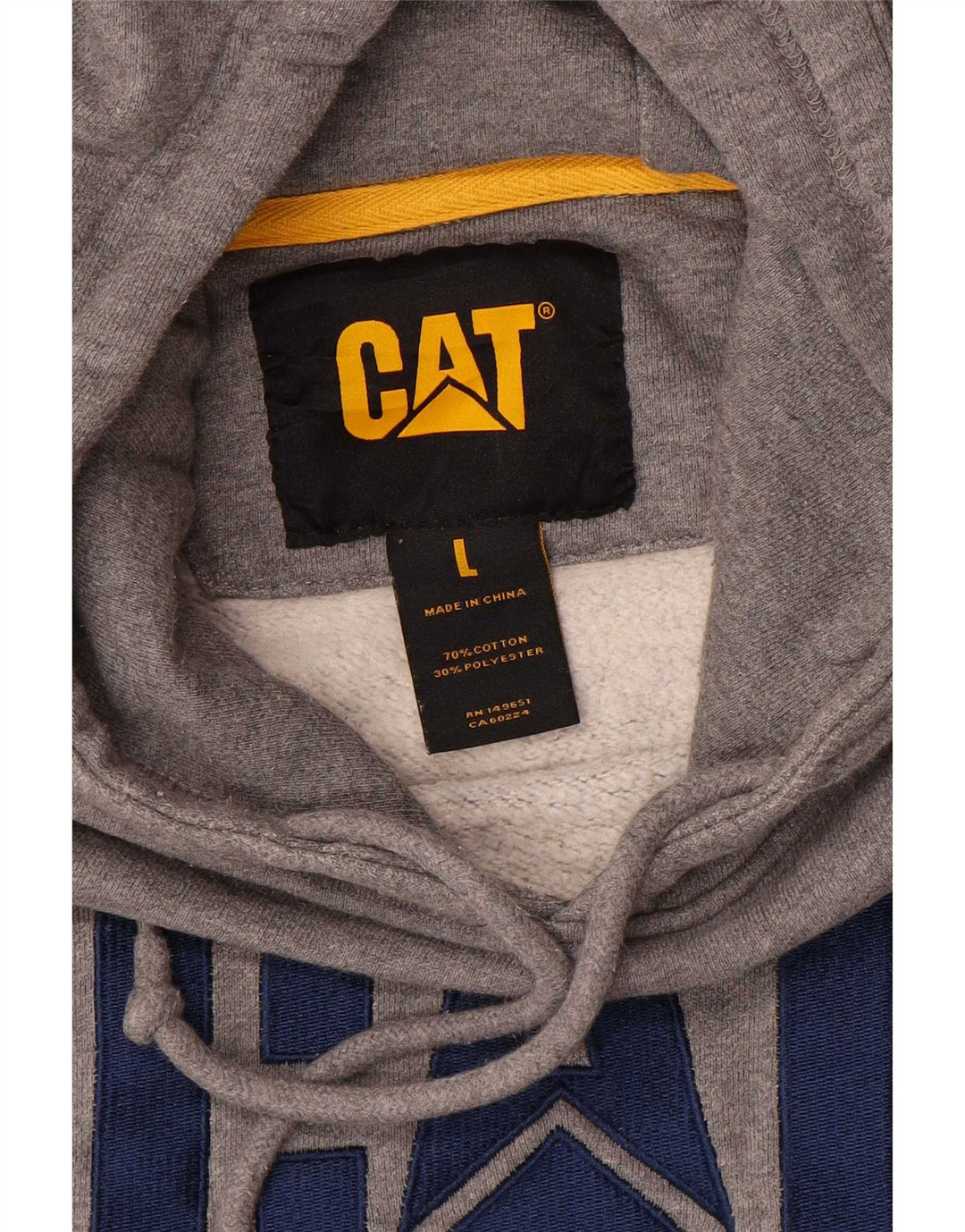 Мужской джемпер с капюшоном CAT, большой серый, хлопковый
