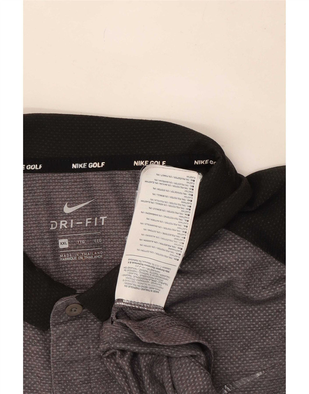 Мужская рубашка-поло Nike Dri Fit 2XL, серая, полиэстер с цветными блоками