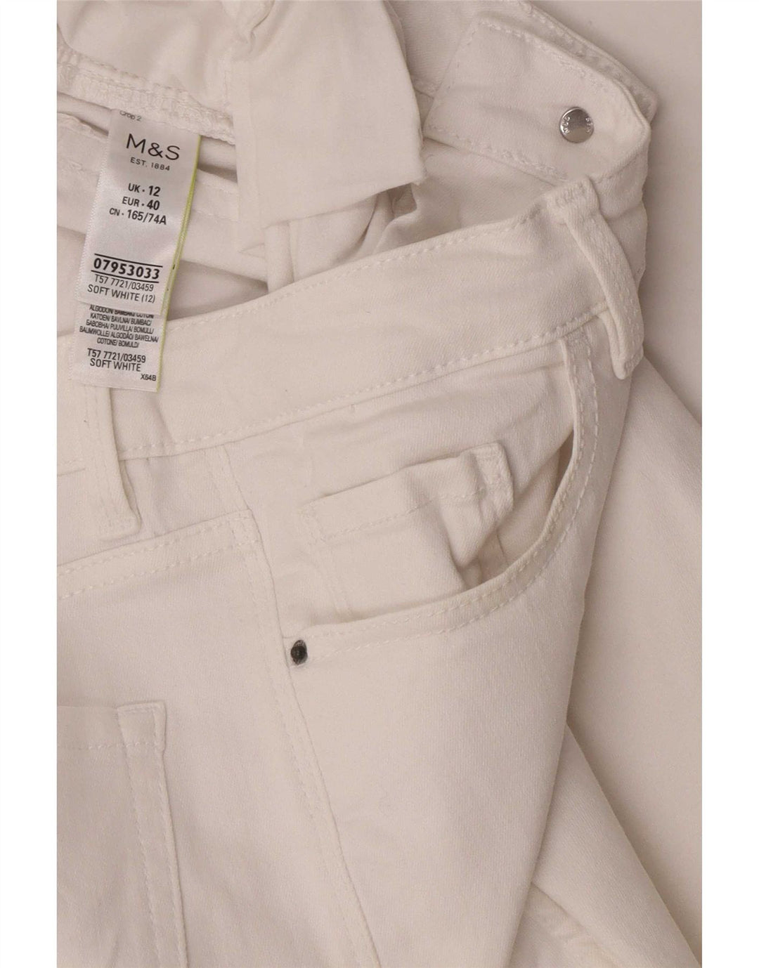 Женские укороченные джинсы Marks & Spencer UK 12 Medium W28 L23 Белый хлопок