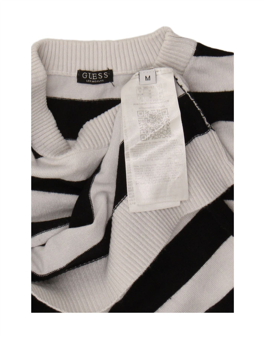 Guess Женский джемпер с круглым вырезом с рисунком UK 12, средний белый вискоза