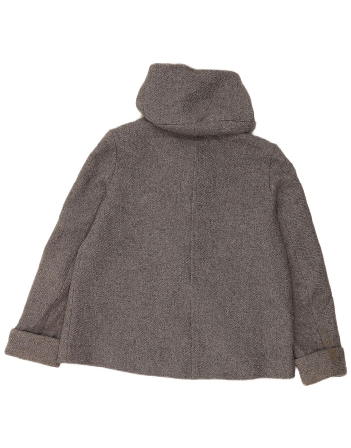 Женская куртка-бомбер с капюшоном Zara UK 14, шерсть среднего серого цвета