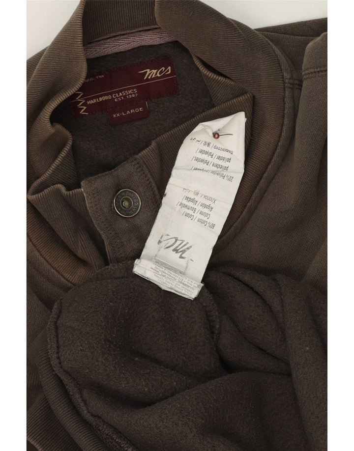 Мужской свитшот с рисунком на пуговицах Marks & Spencer, 2XL, коричневый, хлопок