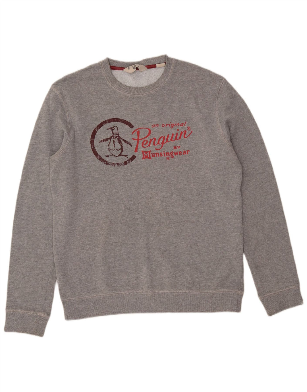 Мужской свитшот с рисунком PENGUIN, большой серый хлопковый джемпер