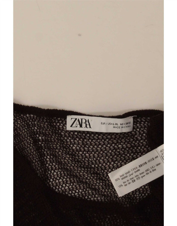 Женское асимметричное пончо-туника Zara UK 16, большой коричневый лиоцелл