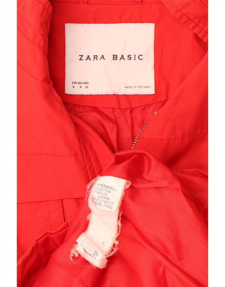 Женская куртка в стиле милитари Zara UK 12, хлопковый средний красный цвет
