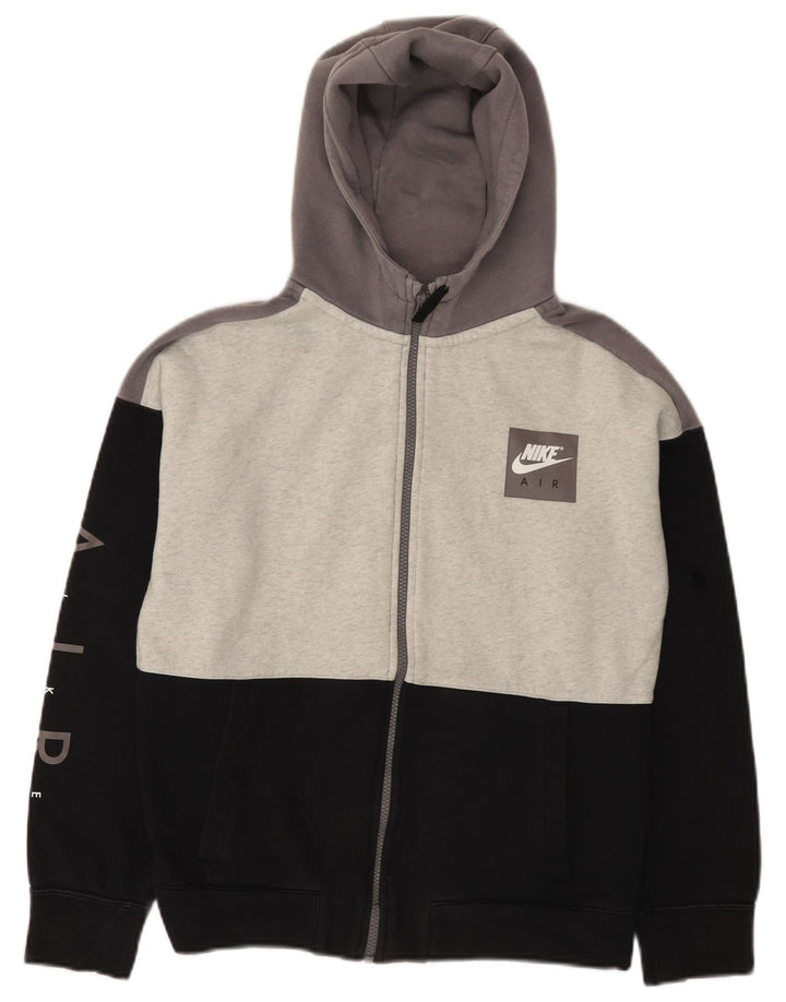 Свитер с капюшоном NIKE на молнии с графическим рисунком для мальчиков, 13–14 лет, размер XL, черный с цветными блоками