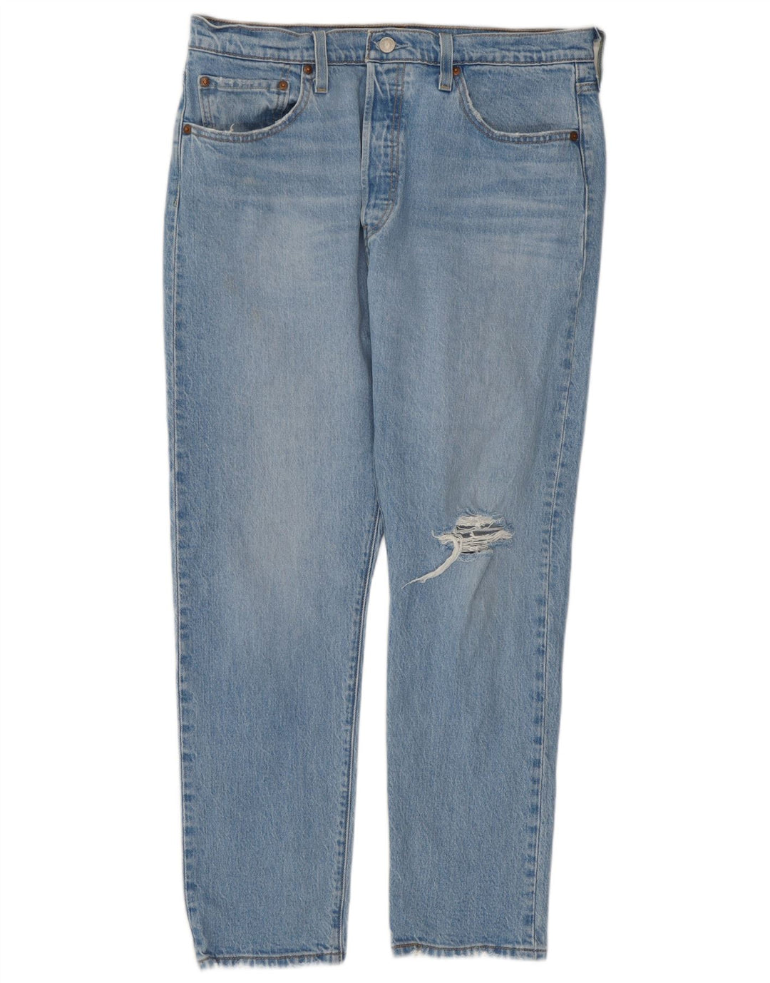 Женские потертые прямые джинсы Levi's 501 W32 L28, синий хлопок