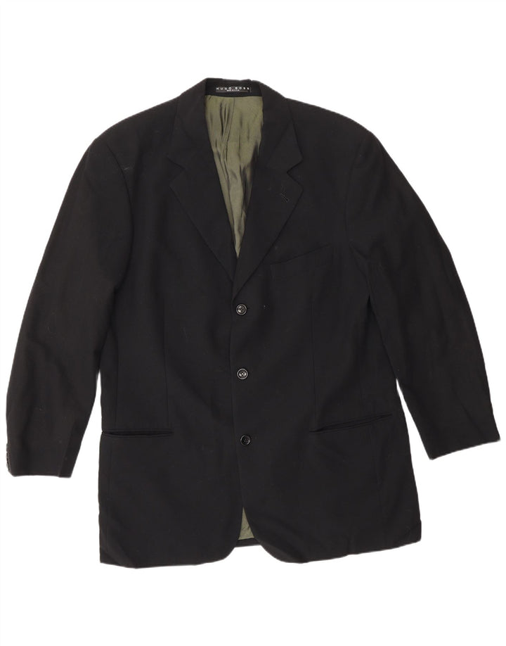 Мужской пиджак Hugo Boss на 3 пуговицах UK 40, большой темно-синий, шерстяной