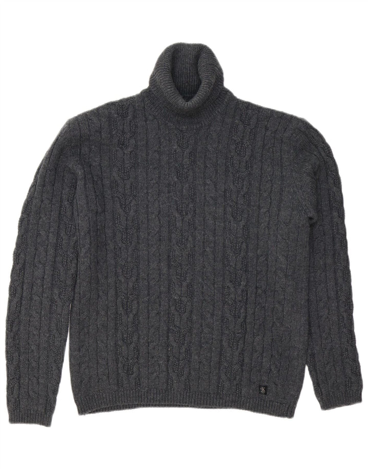 CALVIN KLEIN JEANS Женский свободный джемпер с высоким воротником, Великобритания 18 XL Серый