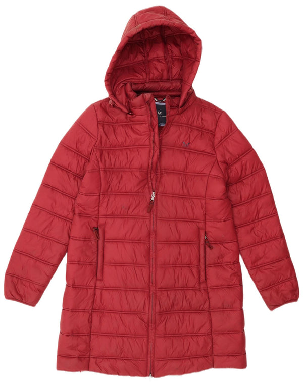 Crew Clothing Женское стеганое пальто с капюшоном UK 14, средний бордовый нейлон