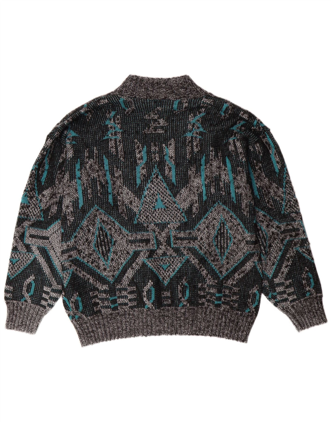 ВИНТАЖНЫЙ мужской джемпер с v-образным вырезом, большой серый геометрический узор