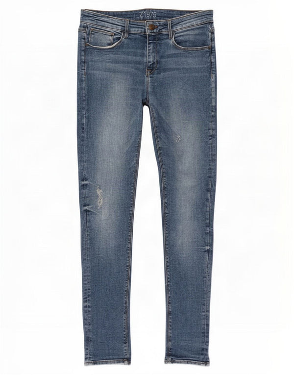 Женские потертые джинсы скинни Zara EU 42, большие W32 L33, синие, хлопок