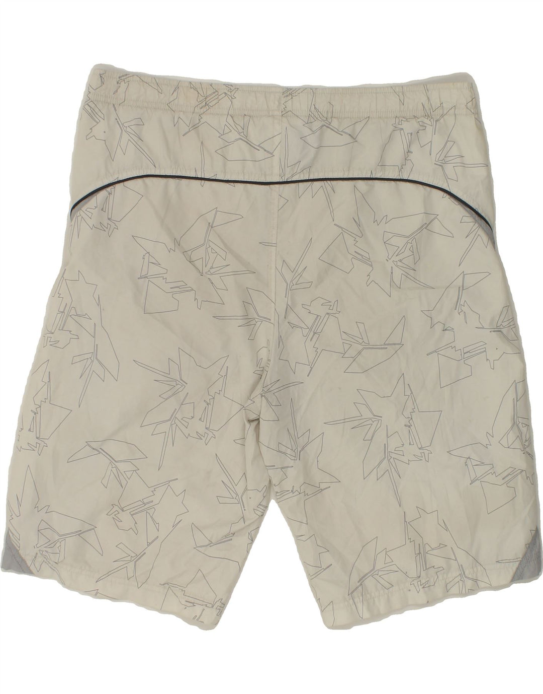 NIKE Mens Graphic Sport Shorts Medium White Geometric Polyester Vintage Nike and Second-Hand Nike from Messina Hembry 