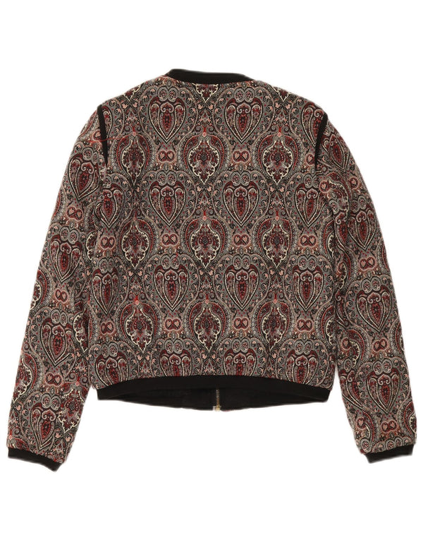 Женская укороченная куртка-бомбер Zara UK 10, маленькая, разноцветная, с пейсли