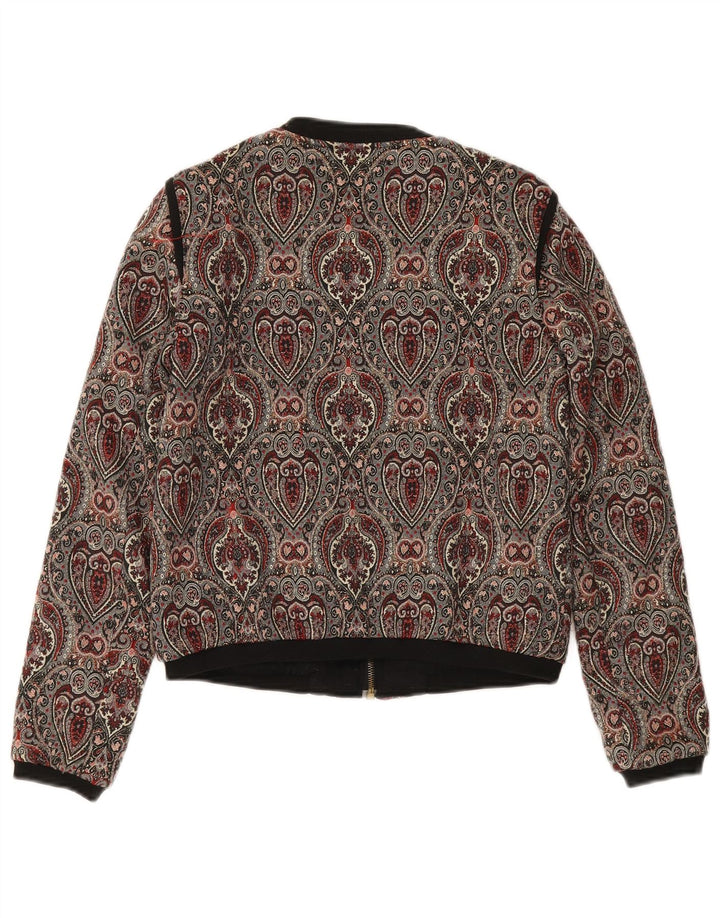 Женская укороченная куртка-бомбер Zara UK 10, маленькая, разноцветная, с пейсли