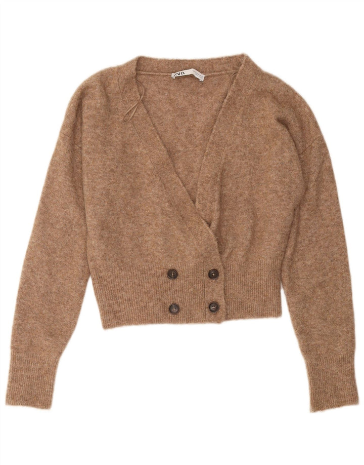 Женский укороченный кардиган оверсайз Zara UK 10, маленький бежевый