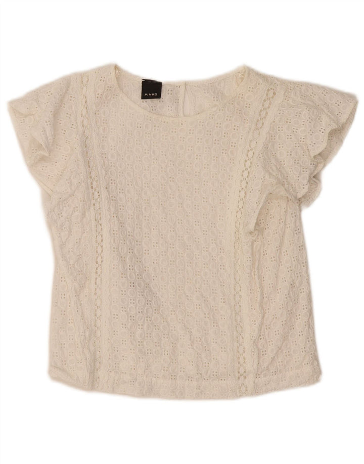 PINKO Womens Crop Blouse Top UK 8 Small White