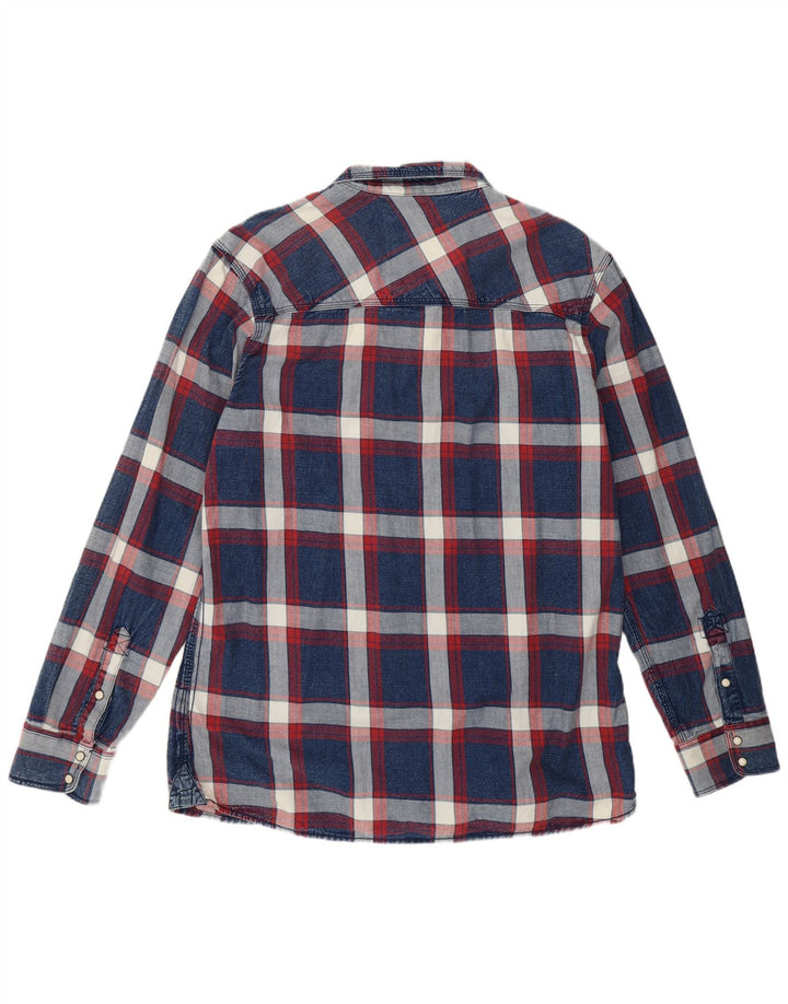 Мужская рубашка приталенного кроя Tom Tompson 2XL, темно-синяя клетка, хлопок