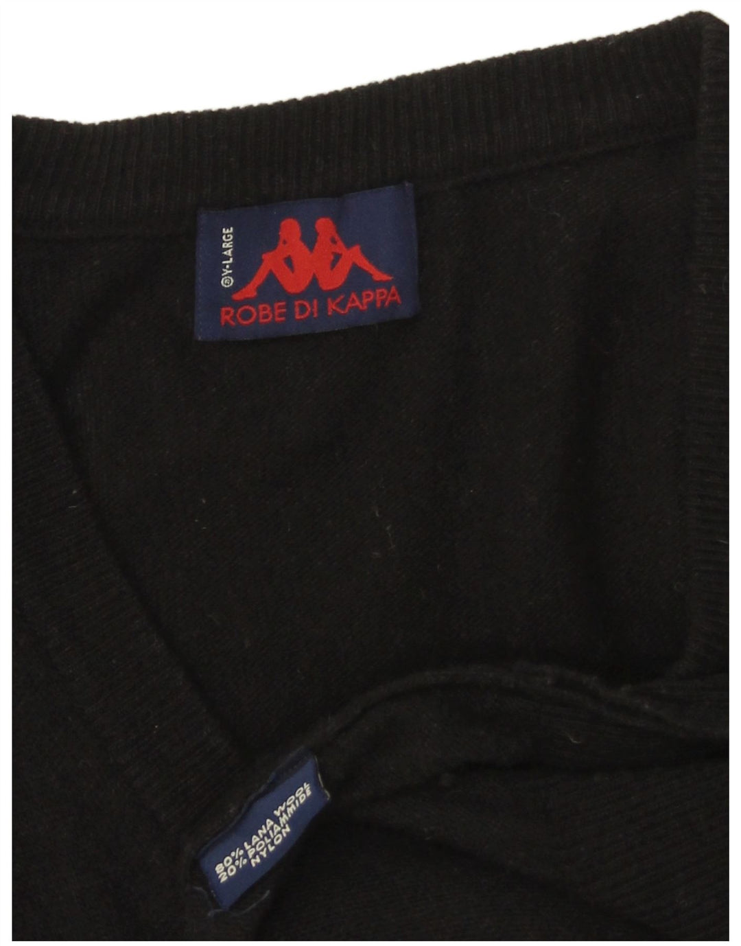 Мужской свитер KAPPA с v-образным вырезом XL, черная шерсть