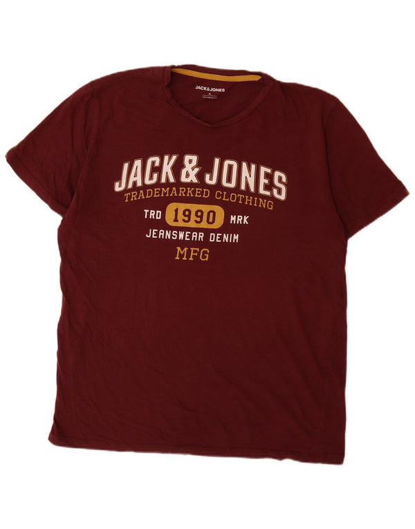 Мужская футболка с рисунком Jack & Jones Top XL бордовая