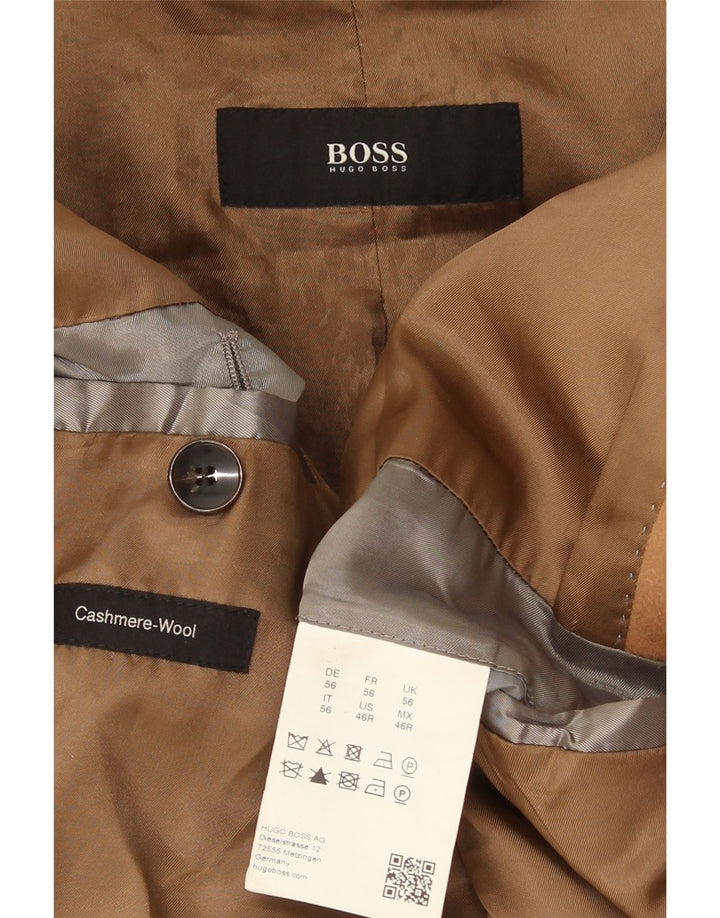 Hugo Boss Mens Overcoat EU 56 3XL Beige Cashmere