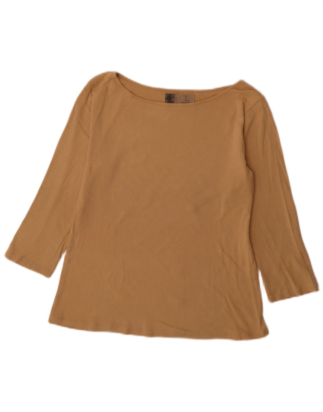 Женский топ Zara с рукавом 3/4, UK 14, большой, бежевый, хлопок