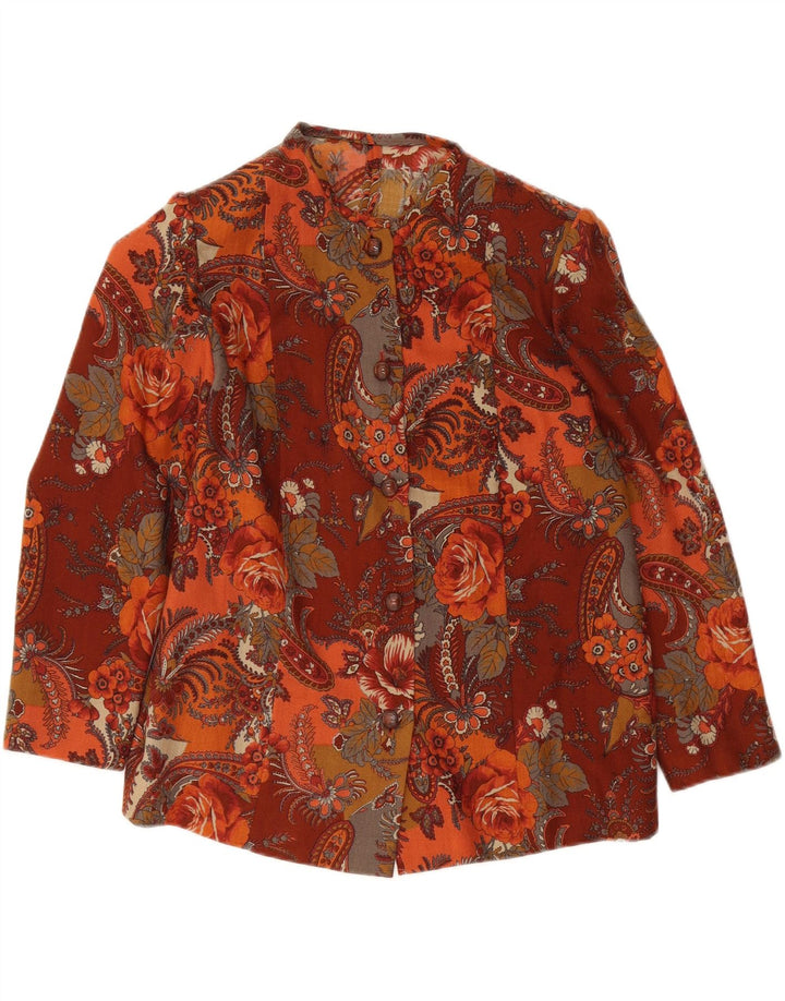 VINTAGE Womens 5 Button Blazer Jacket UK 14 Medium Brown Paisley Vintage Vintage and Second-Hand Vintage from Messina Hembry 