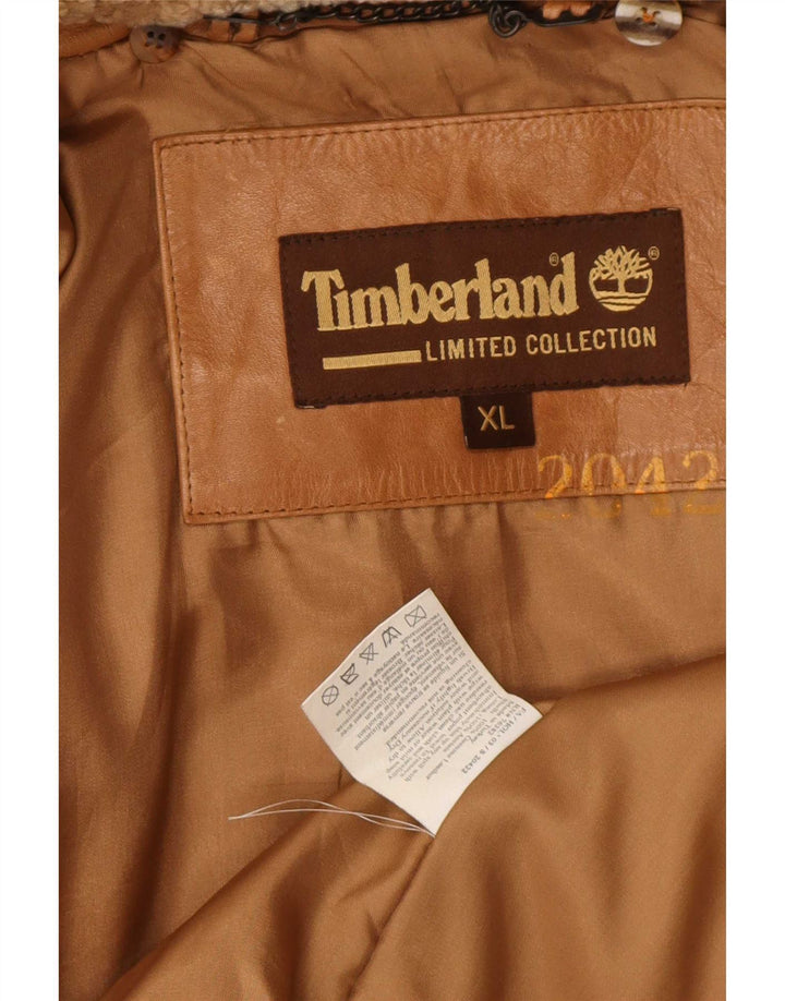 Мужская кожаная куртка-бомбер Timberland UK 42 XL Коричневая кожа