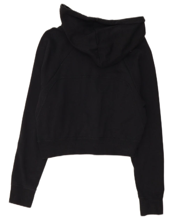 Женский укороченный джемпер с капюшоном с графическим рисунком Nike UK 16, большой черный хлопок