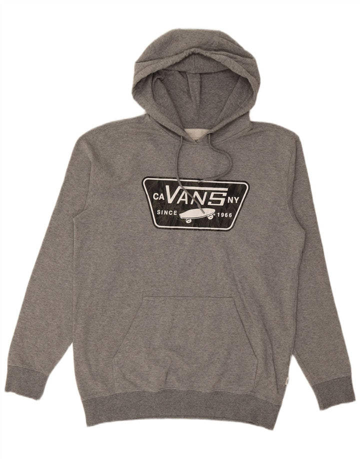 Мужской джемпер с капюшоном с рисунком VANS, хлопковый джемпер среднего серого цвета с крапинками