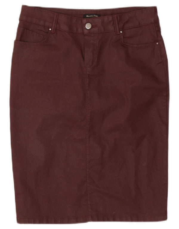 Женская юбка-карандаш Massimo Dutti W28, средний бордовый хлопок, хлопок