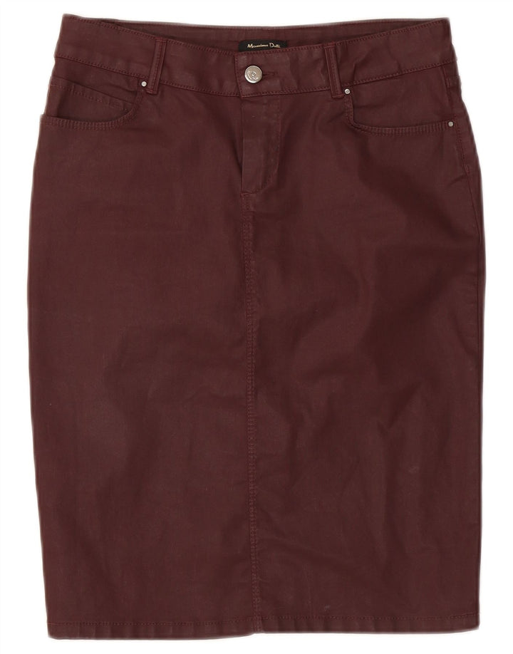 Женская юбка-карандаш Massimo Dutti W28, средний бордовый хлопок, хлопок