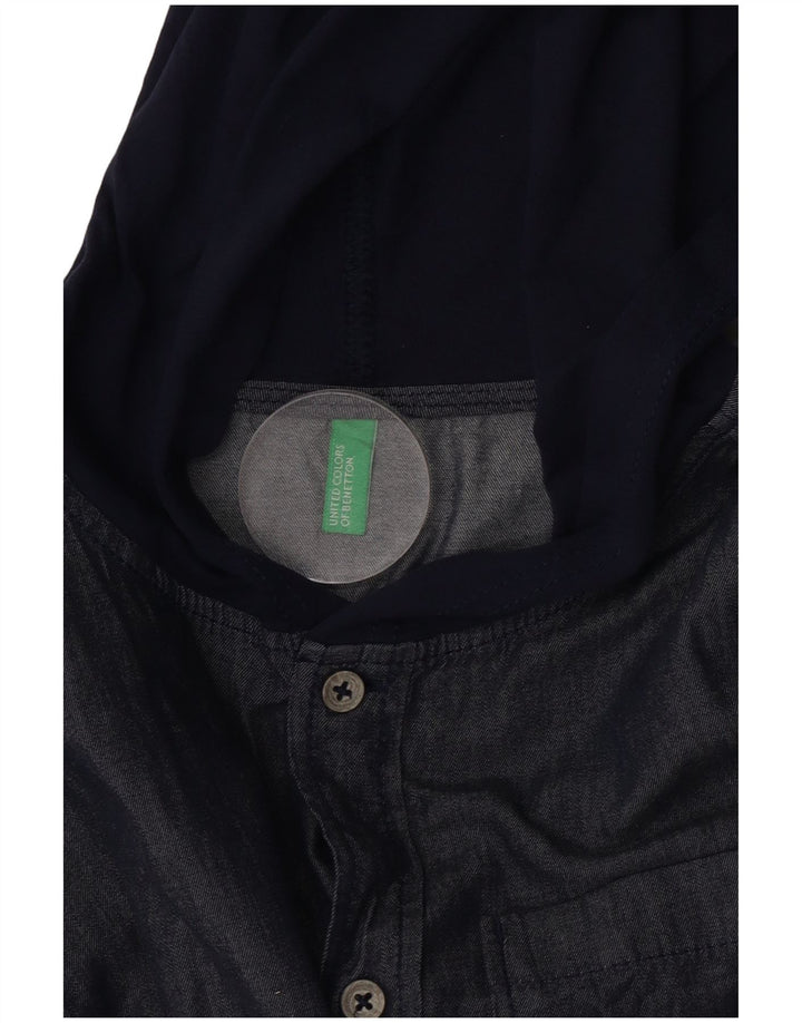 Мужская рубашка с капюшоном Benetton, маленькая, темно-синяя, цветной блок