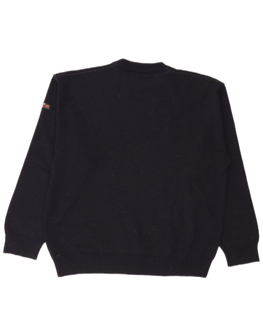 ВИНТАЖНЫЙ мужской джемпер с круглым вырезом, большой темно-синий хлопковый свитер